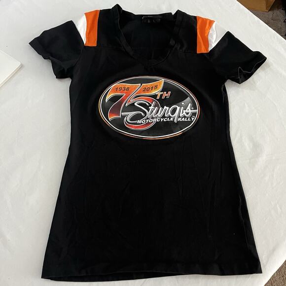 Sturgis 2015 75th Motorcycle Rally Women’s Size M Tee- Black - Picture 1 of 9